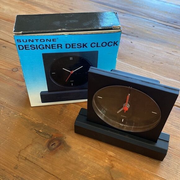 Vintage Suntone Designer Desk Clock Analog Black - Picture 8 of 12